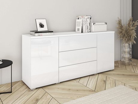 Commode Sarasota 142 (Blanc + Blanc brillant)