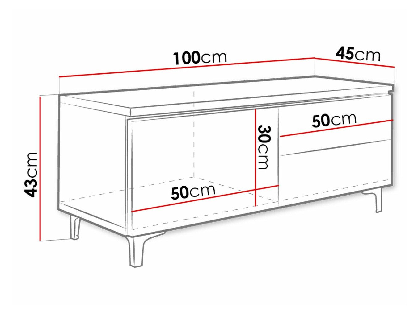 Meuble TV Nashville 130 (Blanc + Blanc brillant)
