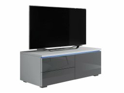 Meuble TV Nashville 130 (Blanc + Gris brillant)