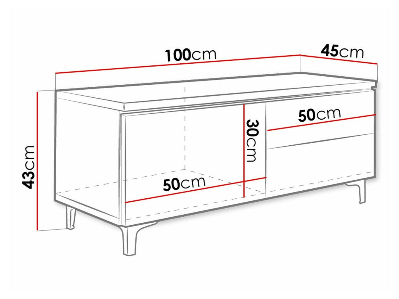 Meuble TV Nashville 130 (Blanc + Gris brillant)