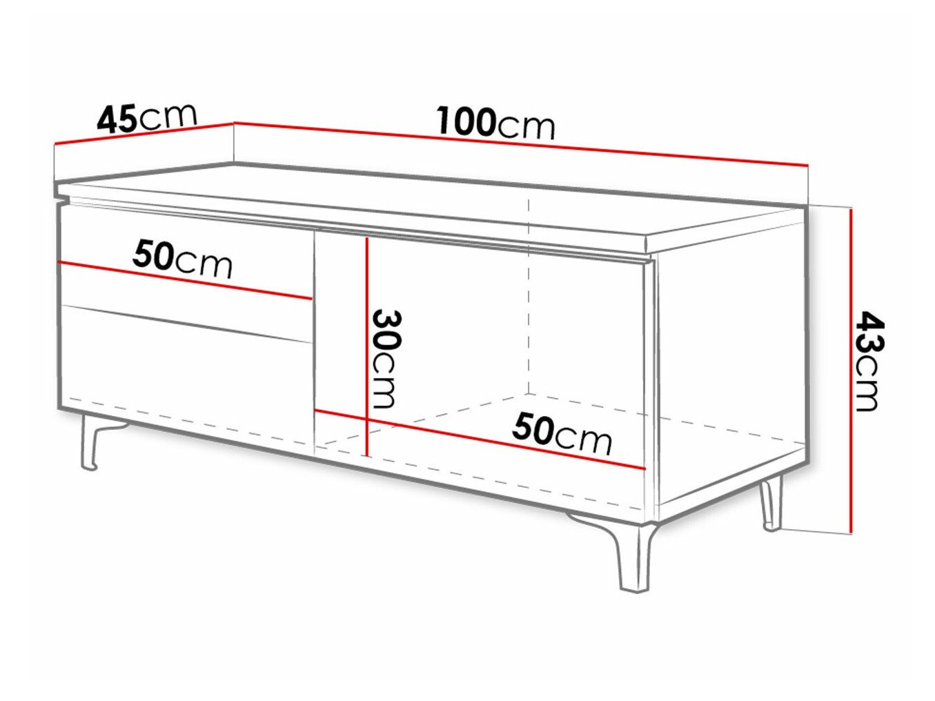 Meuble TV Uva VI (Blanc + Blanc brillant)
