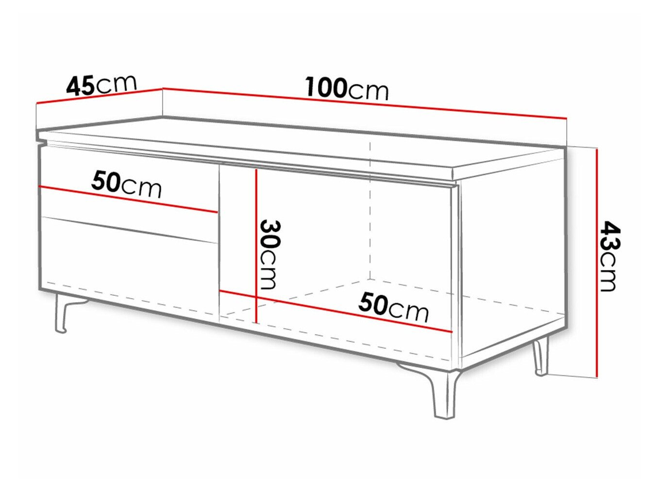Meuble TV Uva VI (Blanc + Gris brillant)