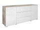 Commode Mirfivo 102 (Béton + Blanc brillant)