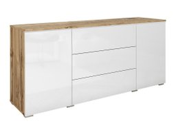 Commode Mirfivo 102 (Chêne wotan + Blanc brillant)