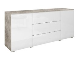 Commode Sarasota 142 (Béton + Blanc brillant)