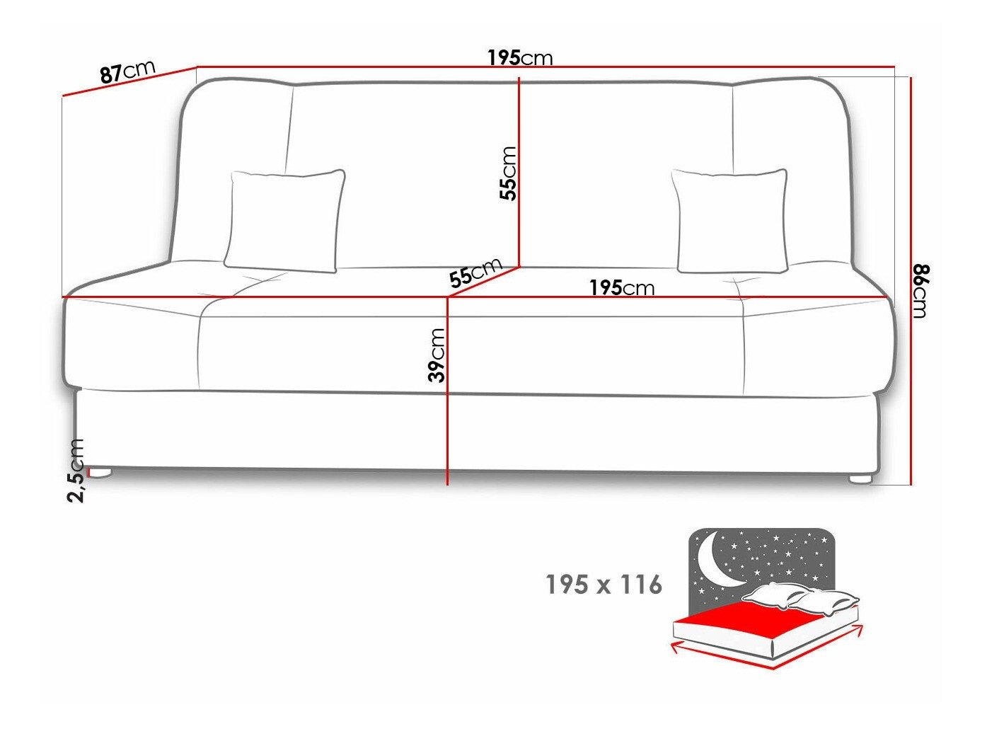 Canapé convertible Comfivo Cera I (Alova 04 + Alova 71)