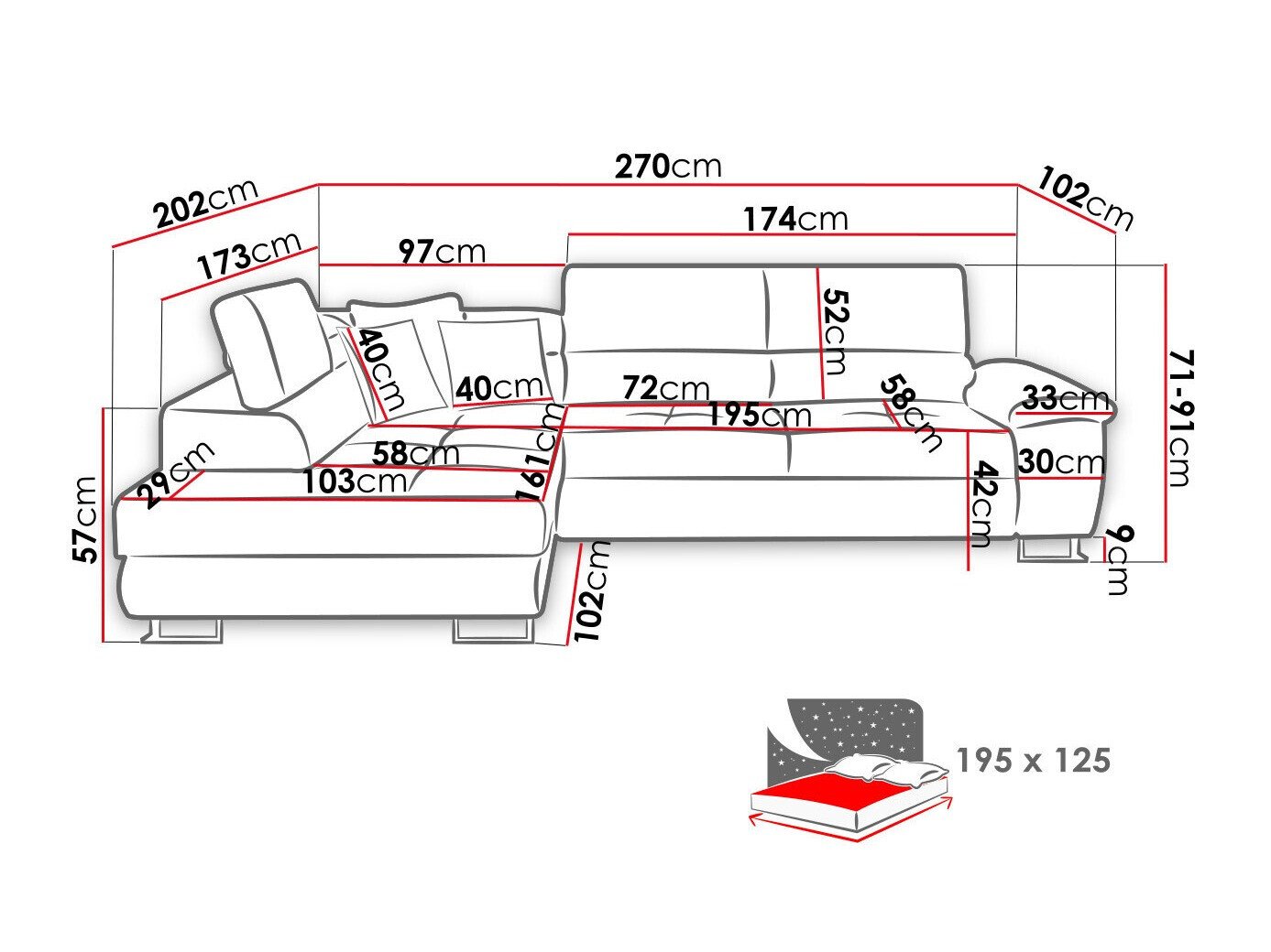 Canapé d'angle Comfivo Ruta II (Soft 017 + Lux 06 + Soft 017)