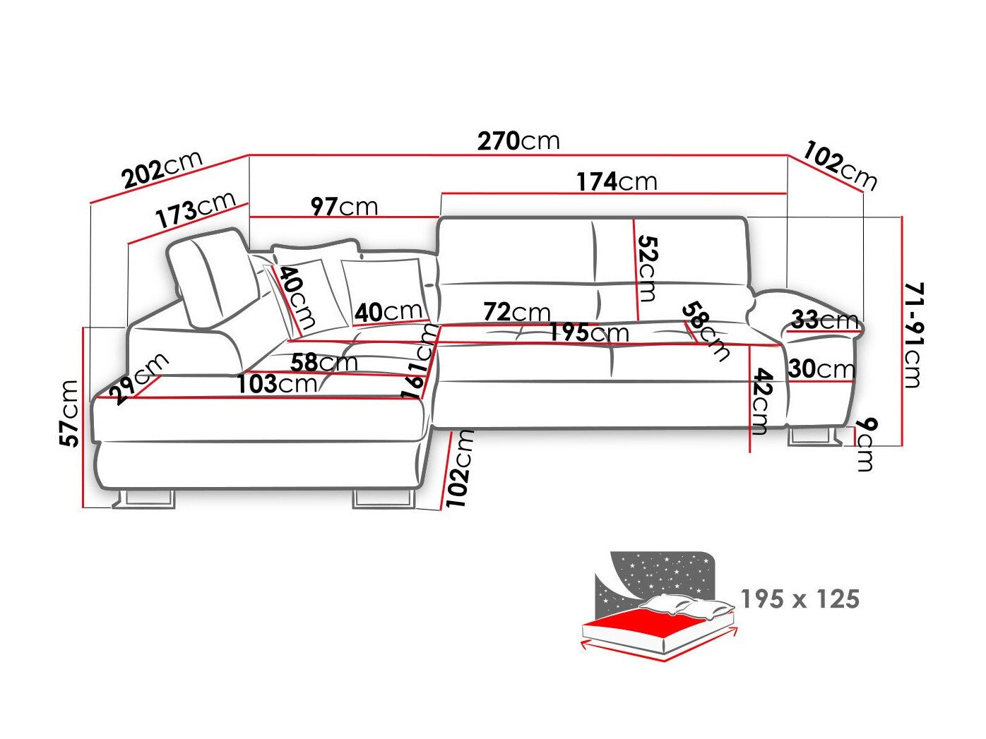 Canapé d'angle Comfivo Ruta II (Soft 017 + Lux 06 + Soft 017)