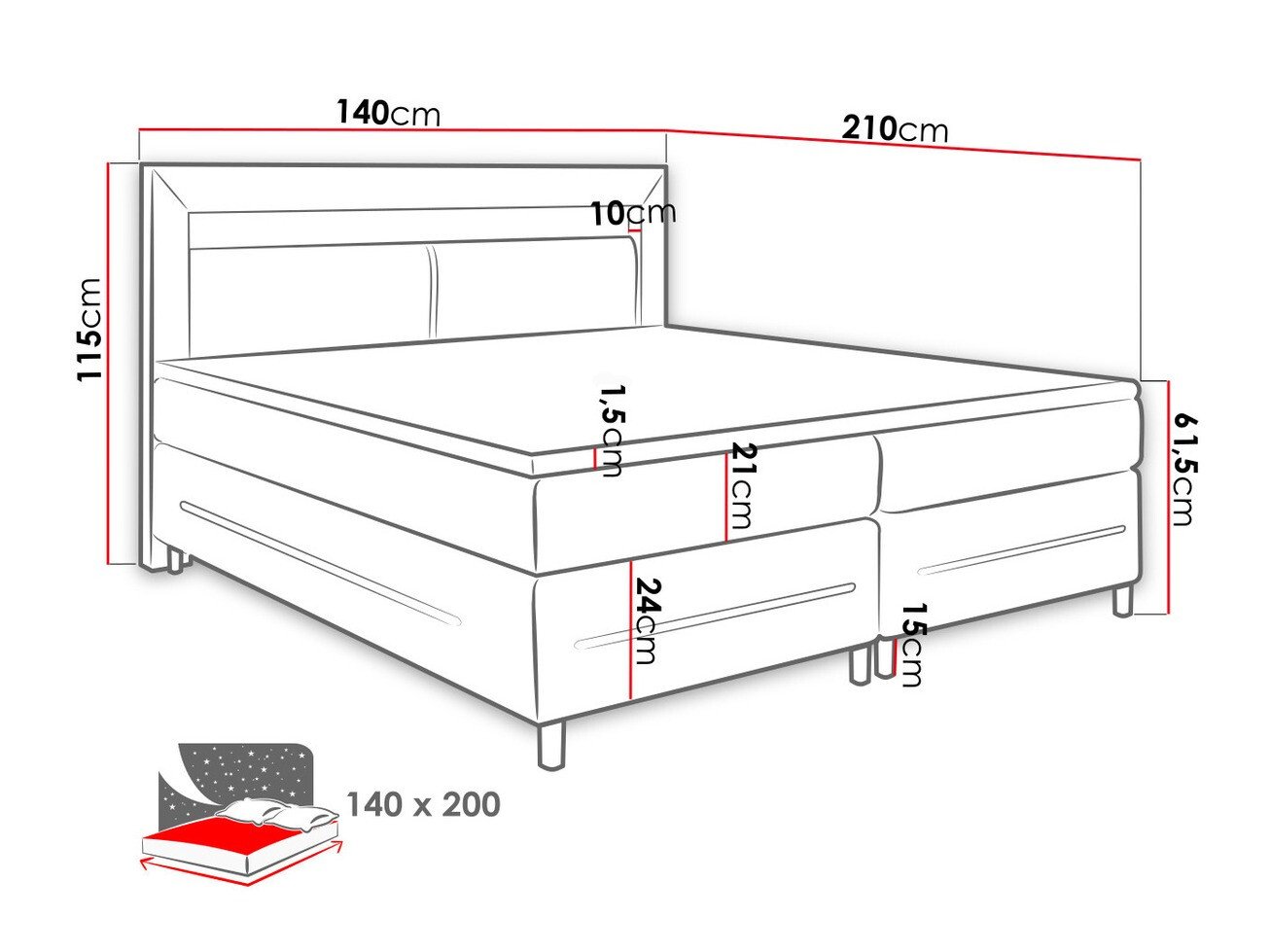 Lit boxspring Ros (Soft 010)