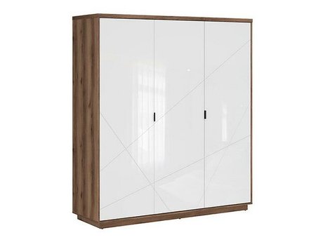 Armoire Fivale 116 (Chêne delano foncé + Blanc brillant)