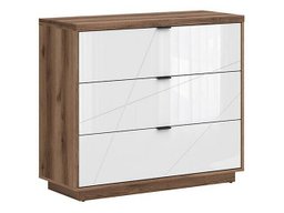 Commode Fivale 118 (Chêne delano foncé + Blanc brillant)