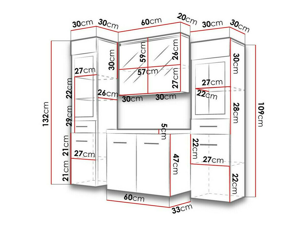 Ensemble de salle de bain Sarasota 140 (Blanc brillant + Matera gris)