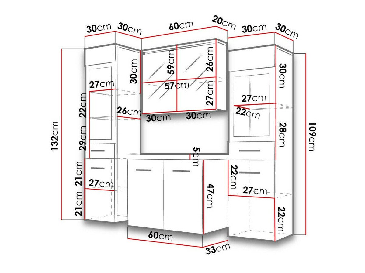 Ensemble de salle de bain Sarasota 140 (Noir brillant + Chêne wotan)