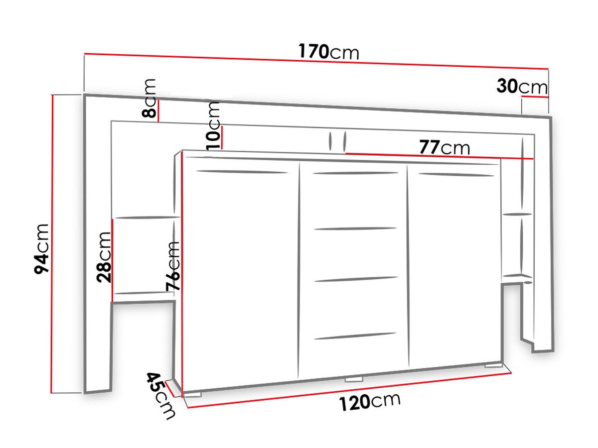 Commode Aestas (Blanc + Gris brillant)