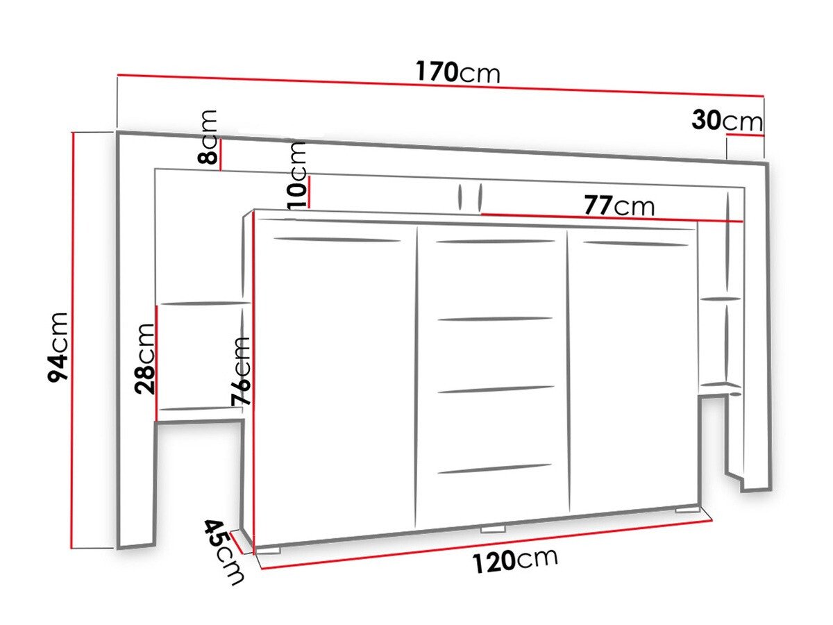 Commode Nashville 106 (Blanc + Noir brillant)