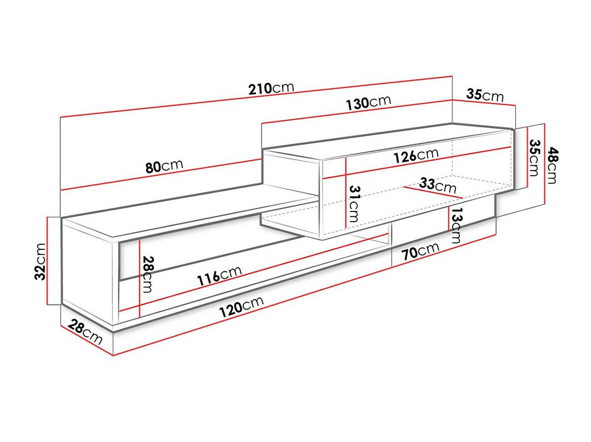 Meuble TV Utica 117 (Blanc + Chêne wotan)