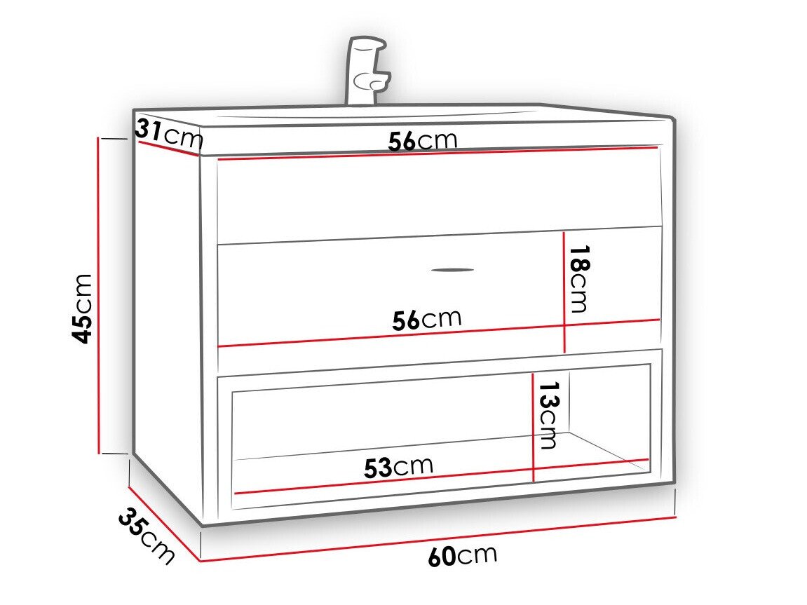 Armoire de salle de bains murale pour lavabo Baltesi 118 (Blanc + Chêne Artisan)