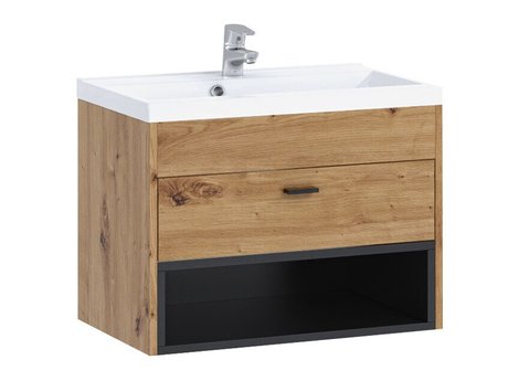 Armoire de salle de bains murale pour lavabo Baltesi 118 (Chêne Artisan + Noir)