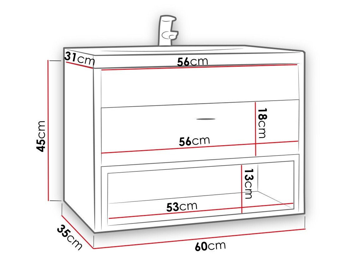 Armoire de salle de bains murale pour lavabo Velum (Chêne Artisan + Noir)