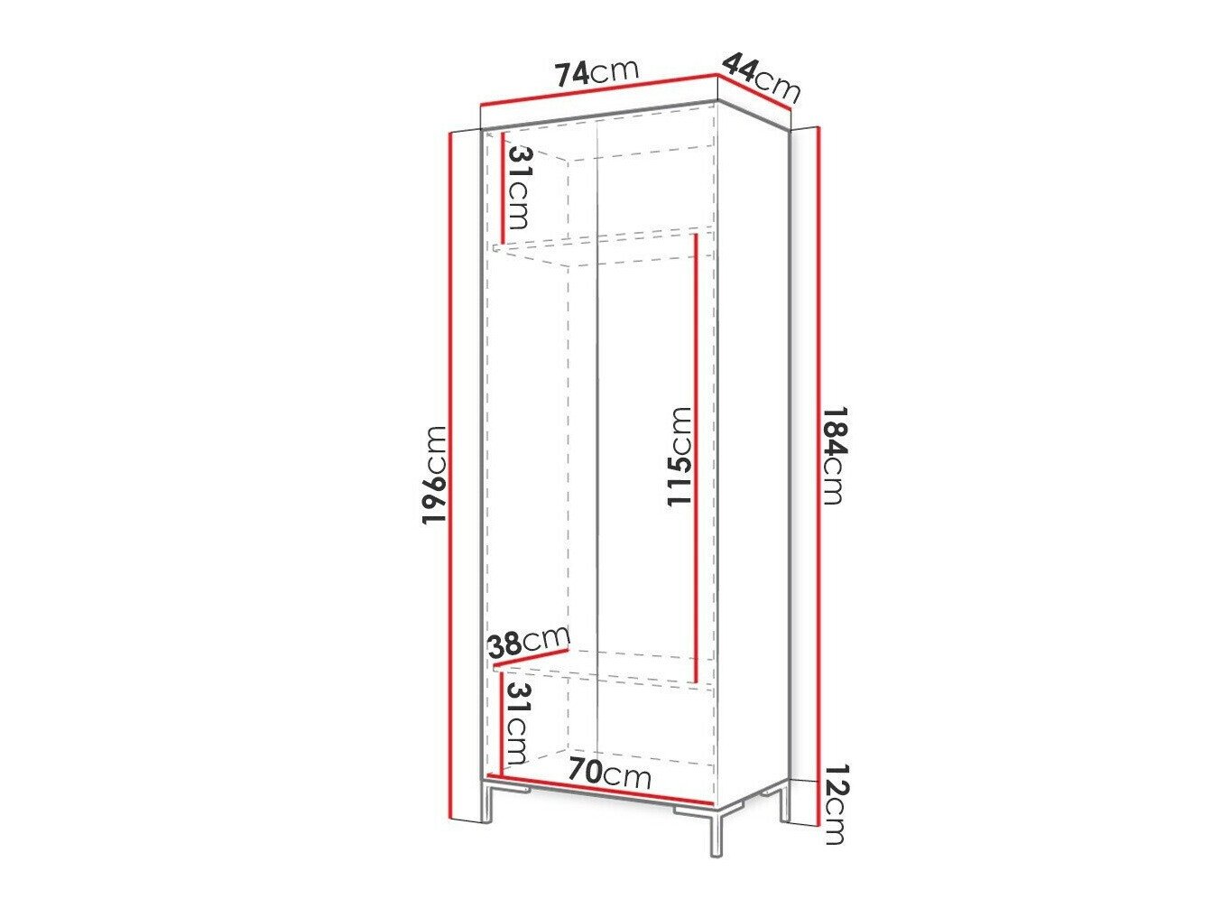 Armoire Tivsoa 110 (Blanc + Doré)