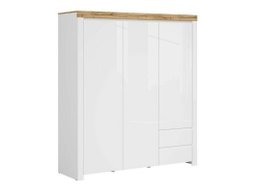 Armoire Sonsoru 120 (Blanc + Blanc brillant + Chêne wotan)
