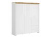Armoire Sonsoru 120 (Blanc + Blanc brillant + Chêne wotan)