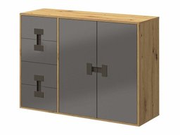 Commode Florevi 102 (Gris brillant + Chêne Artisan)