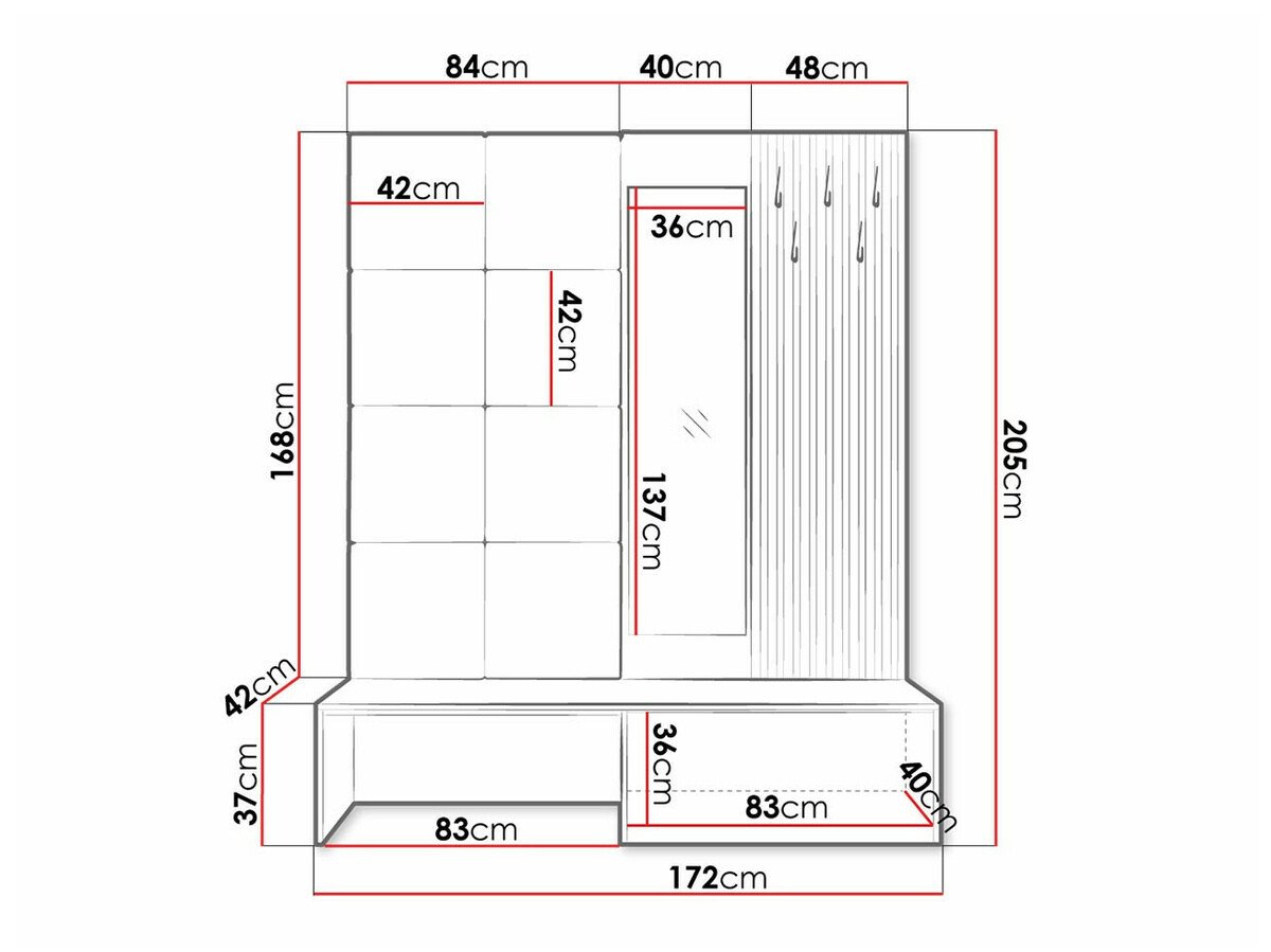 Meuble d'entrée Fabor (Chêne Artisan + Manila 26)