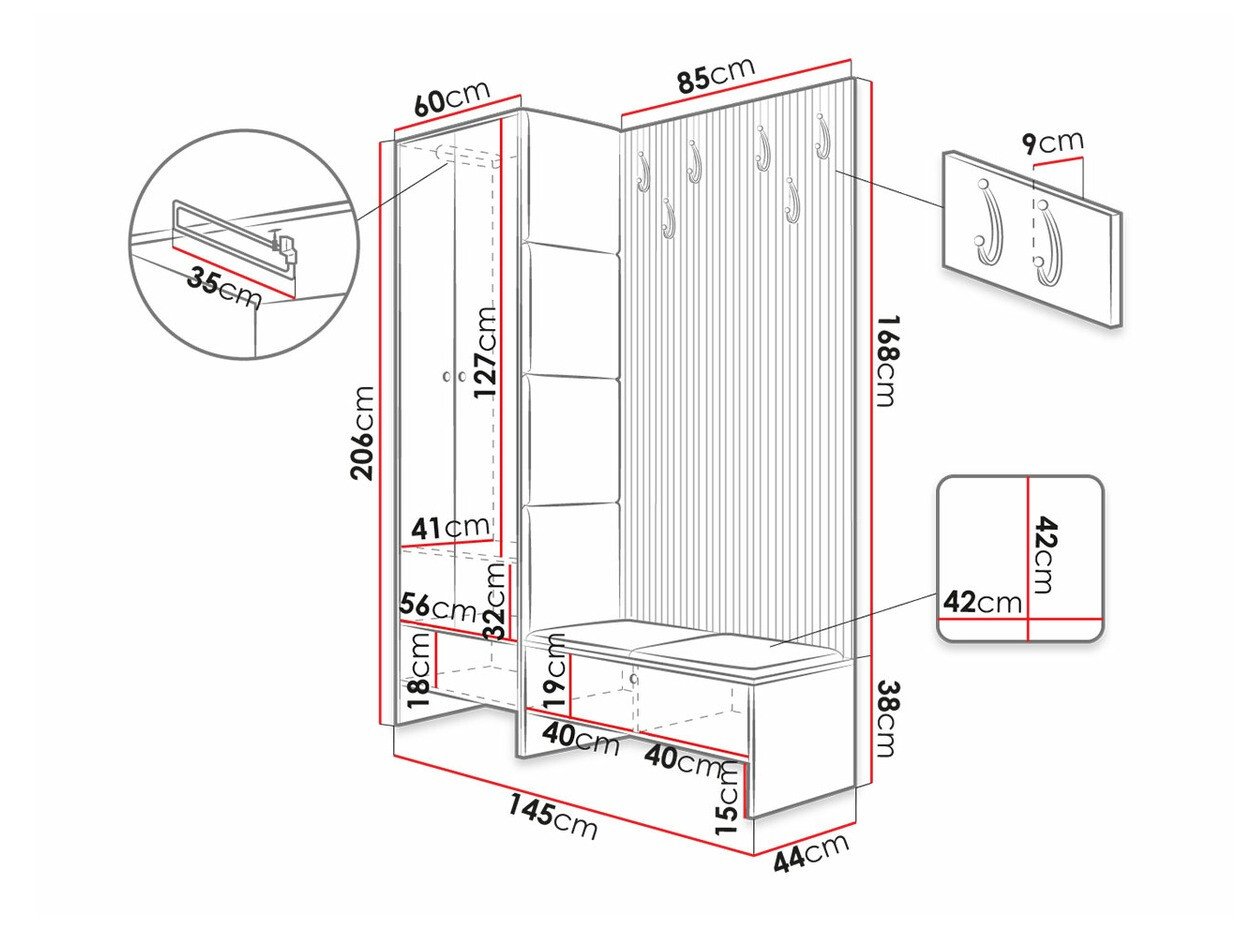 Meuble d'entrée Hartford 320 (Chêne Artisan + Manila 11)