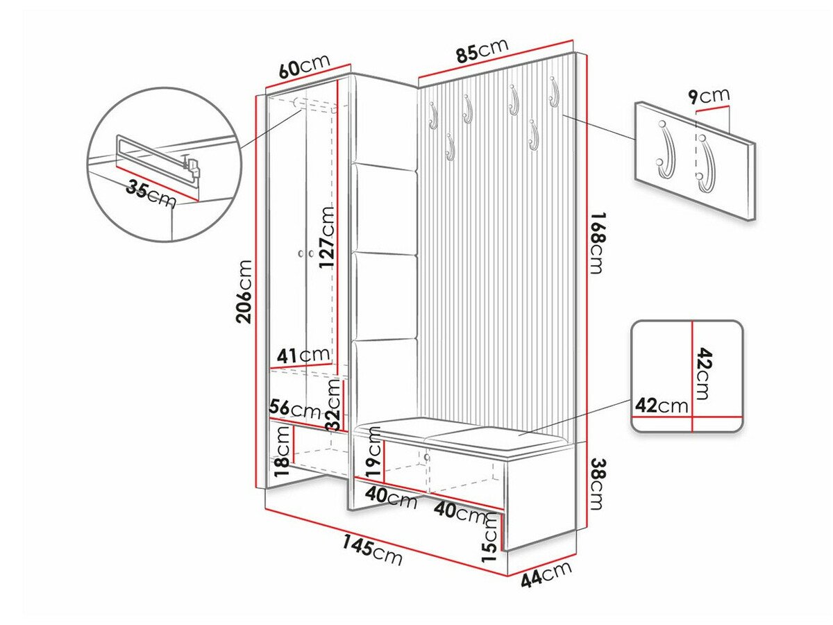 Meuble d'entrée Hartford 320 (Chêne Artisan + Manila 26)