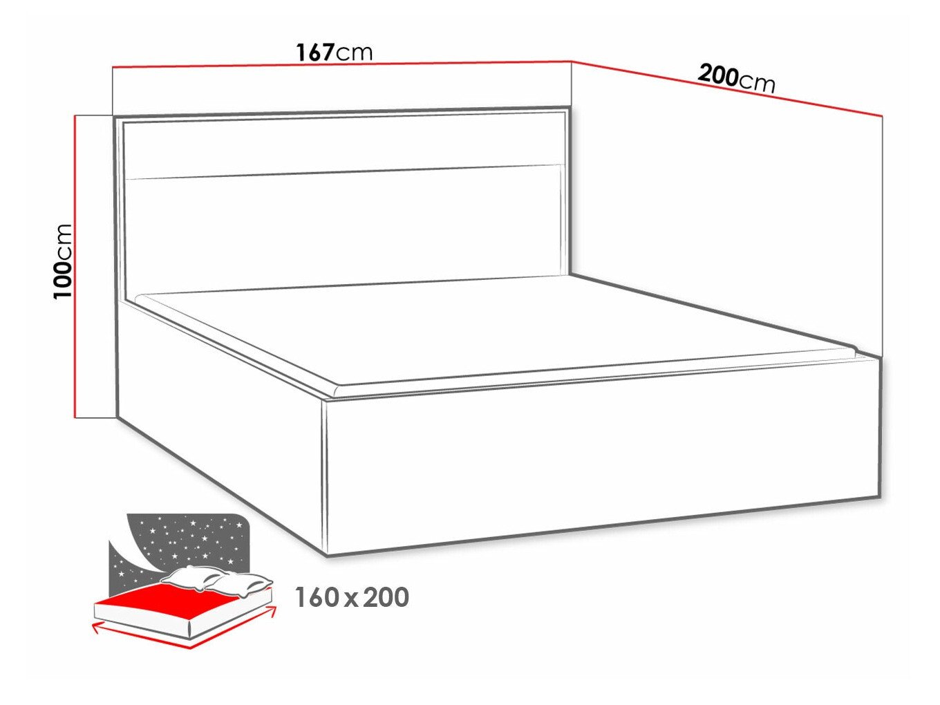 Lit Etrmoni 113 (Clair bois + Chêne)