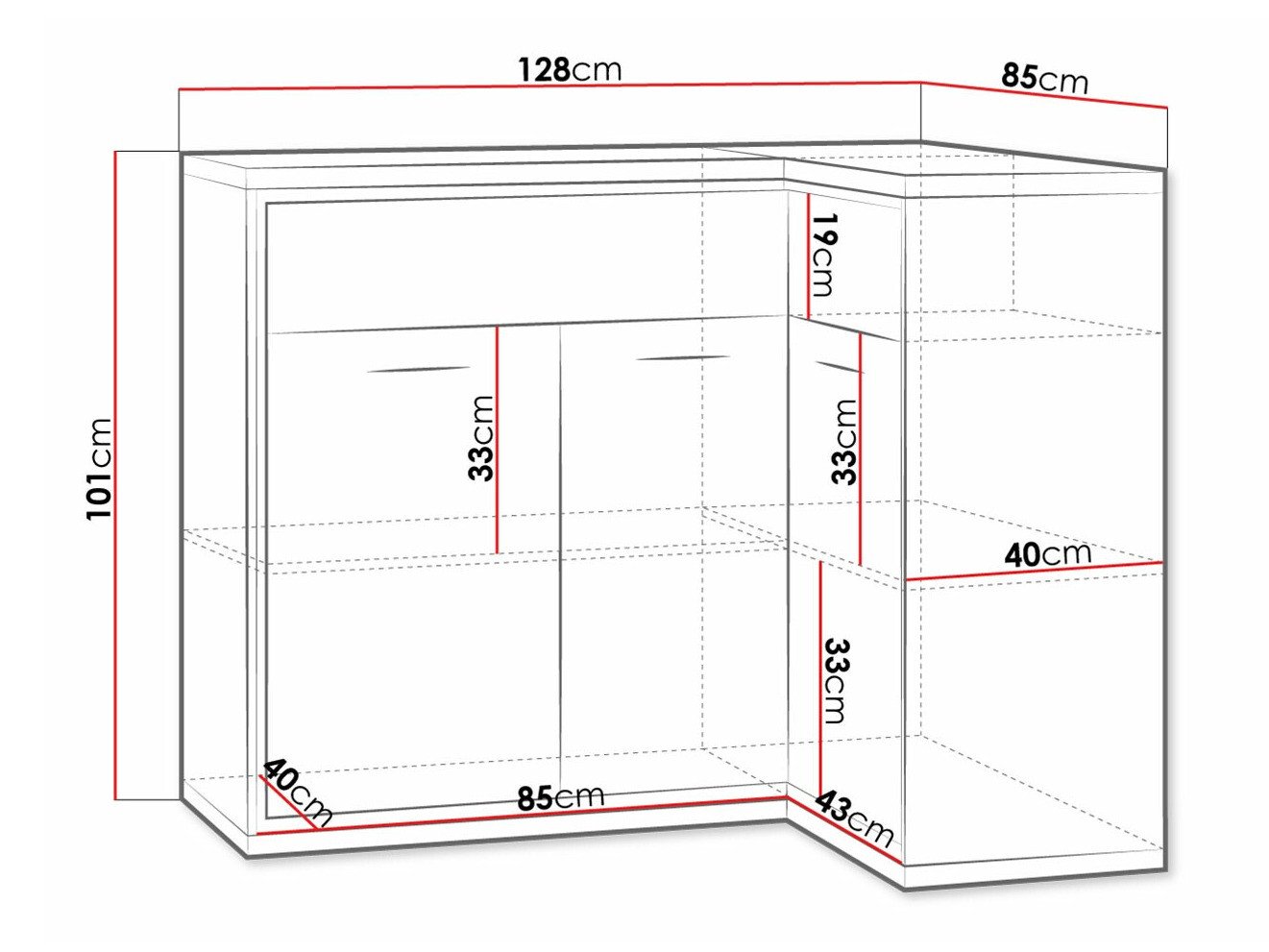 Commode d'angle Etrmoni 106 (Clair bois)