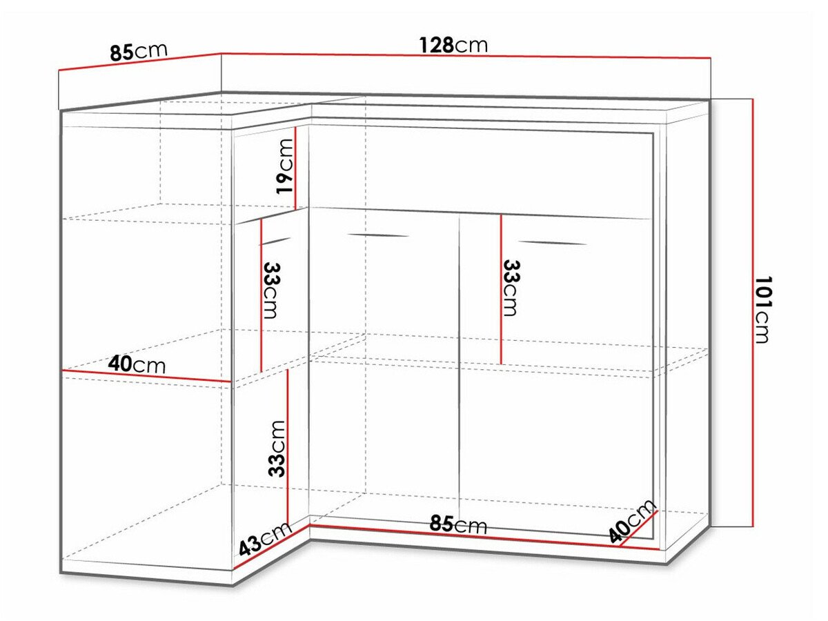 Commode d'angle Etrmoni 121 (Clair bois + Chêne)