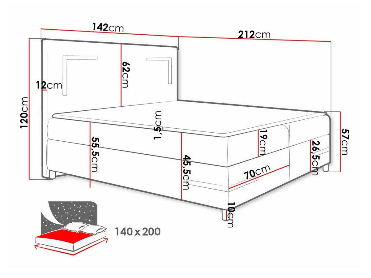 Lit boxspring Vallis (Fresh 4)