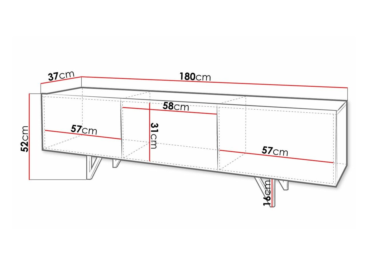 Meuble TV Audis (Blanc + Blanc brillant)