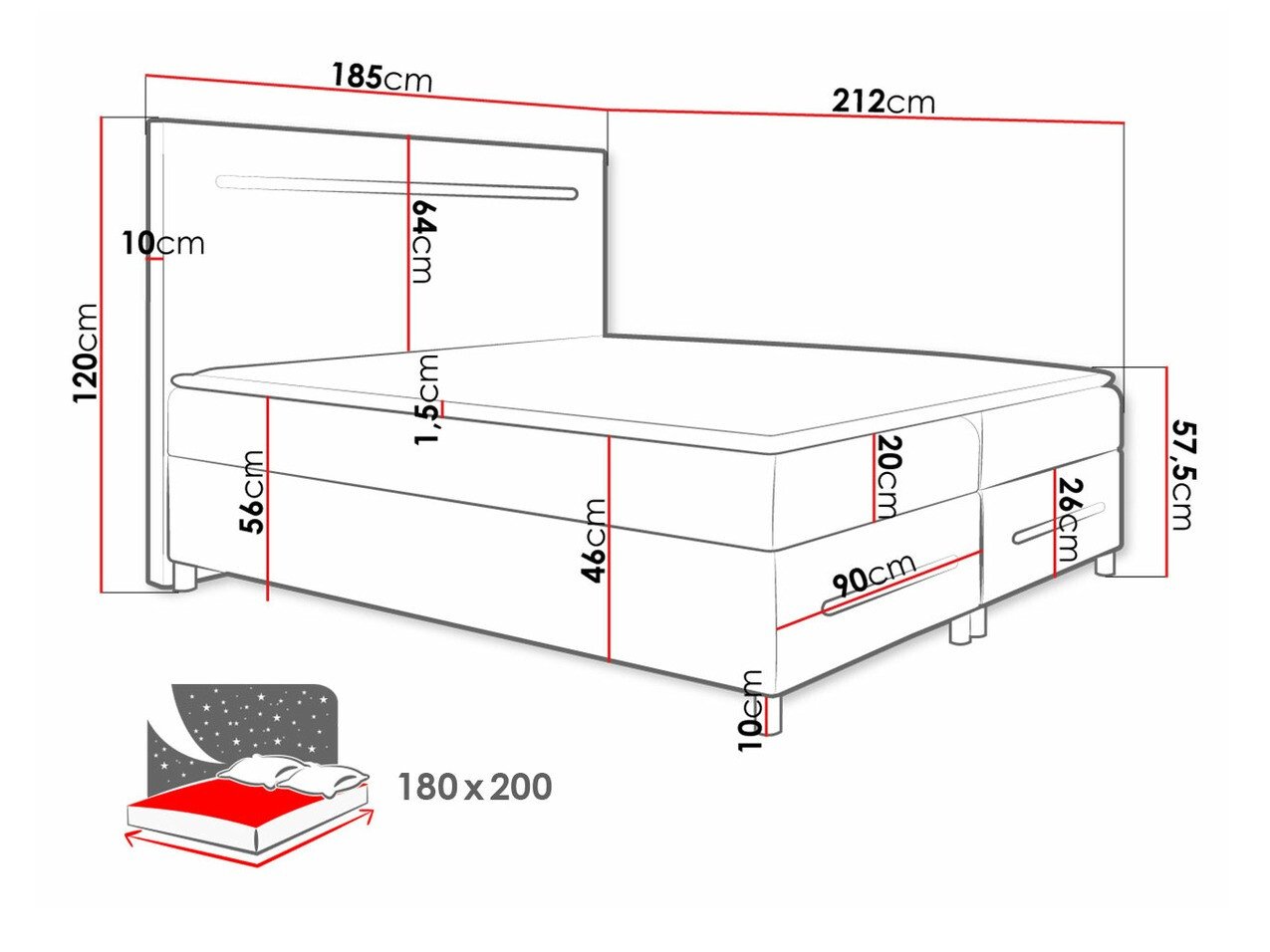 Lit boxspring Pluvia (Fresh 1)