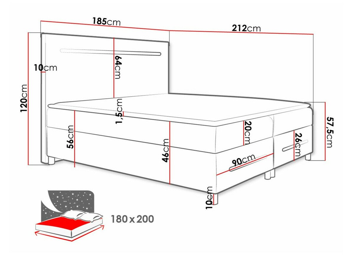 Lit boxspring Pluvia (Fresh 8)