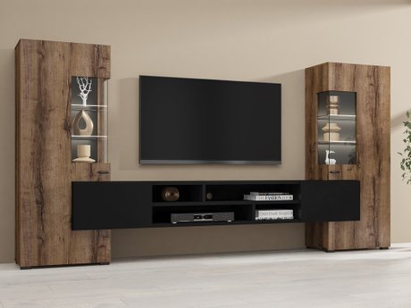 Ensemble de salon Mondalo 101 (Chêne du Monastery + Noir mat)