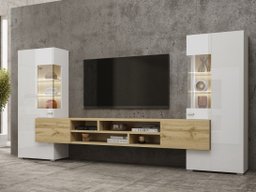 Ensemble de salon Mondalo 101 (Chêne wotan + Blanc brillant)