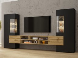 Ensemble de salon Mondalo 101 (Chêne wotan + Noir mat)