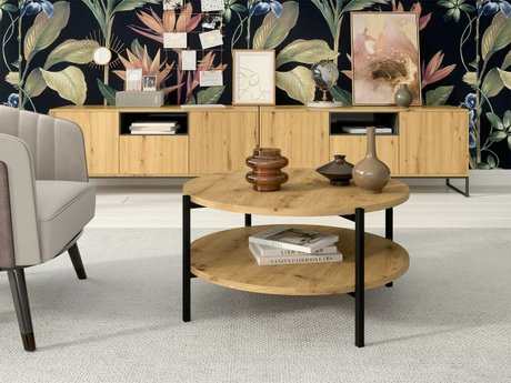 Table basse Providence 181 (Chêne Artisan + Noir)