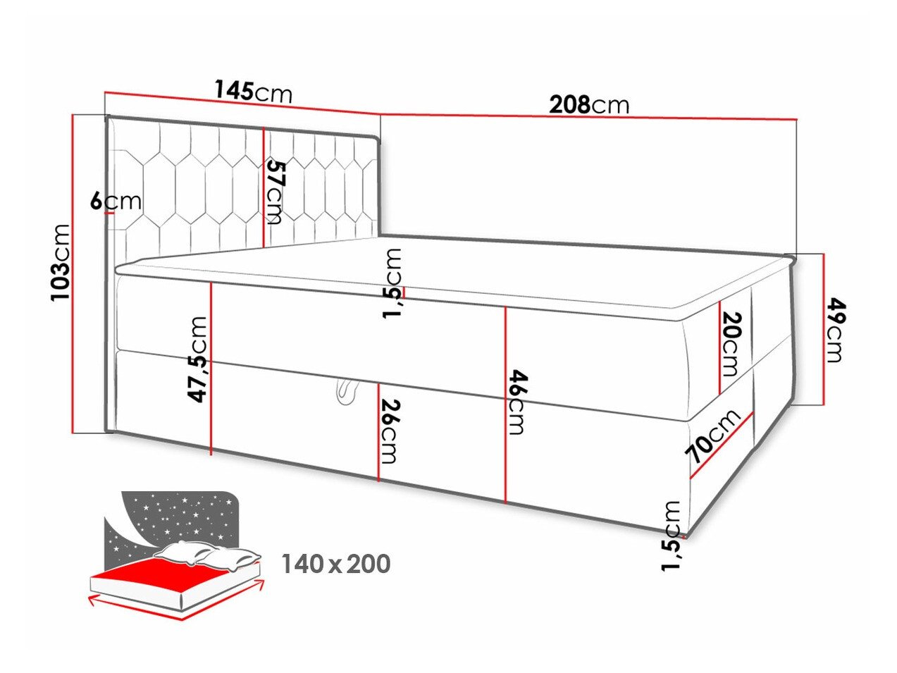 Lit boxspring Pons III (Fresh 1)