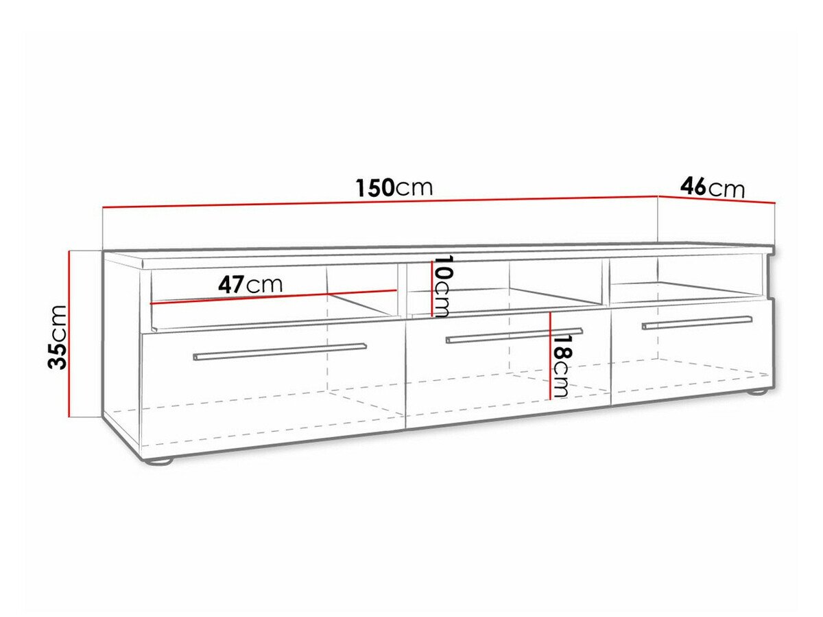 Meuble TV Nashville 100 (Blanc + Blanc brillant)