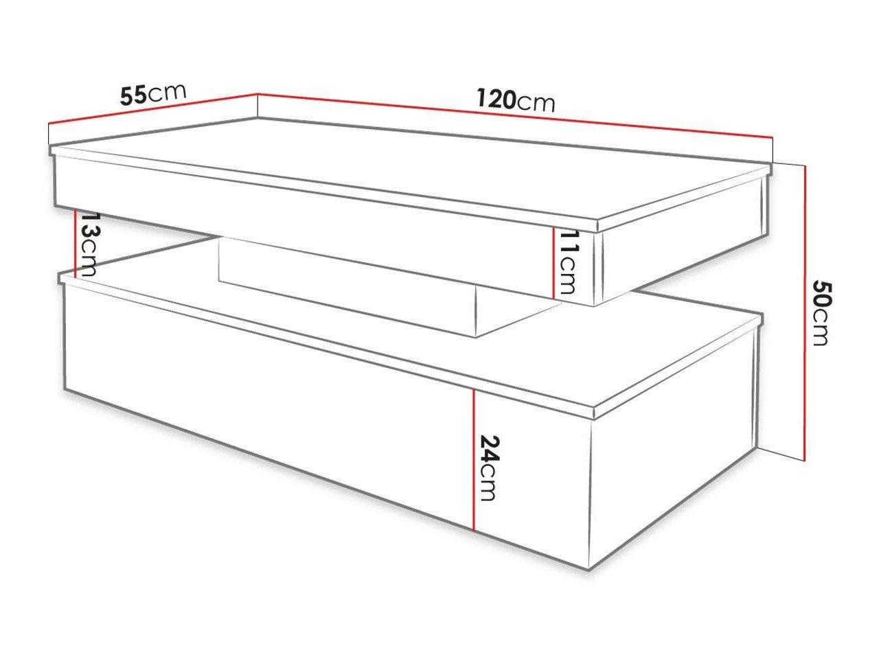Table basse Monfero (Blanc + Blanc brillant)