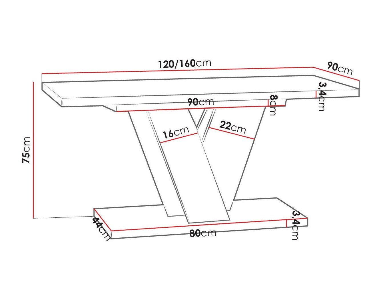 Table Goodyear 125 (Noir brillant + Béton)