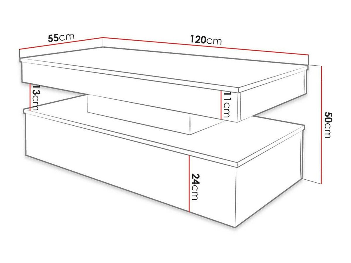 Table basse Monfero 100 (Noir + Noir brillant)