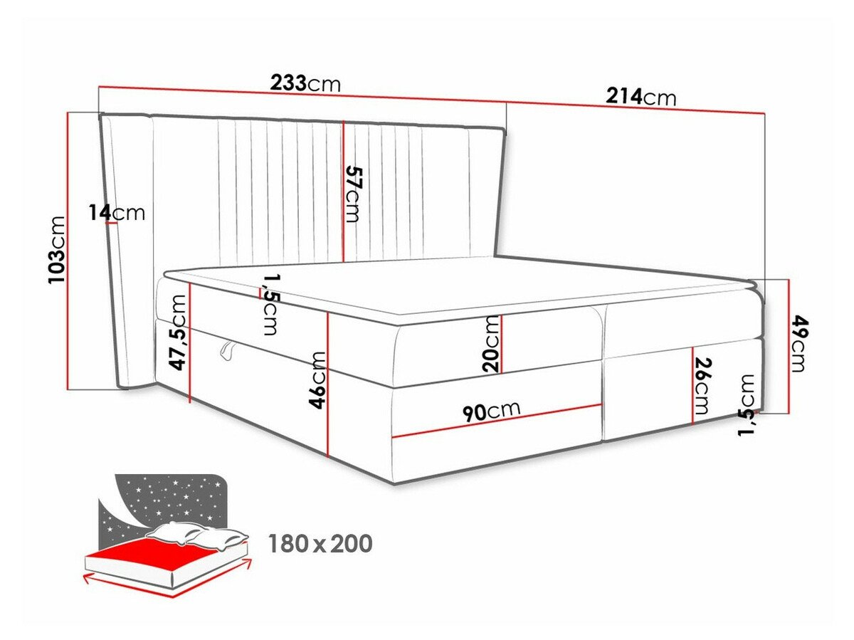 Lit boxspring Fenestra (Magic Velvet 2225)