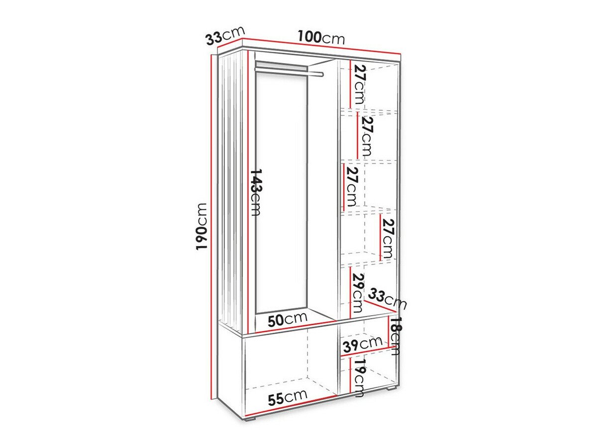 Meuble d'entrée Stanton 145 (Blanc + Noir)