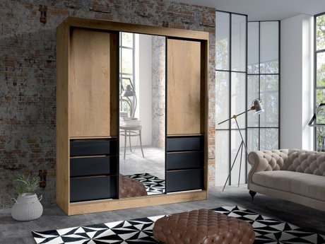 Armoire Toledo 120 (Chêne de Lefkas + Noir)