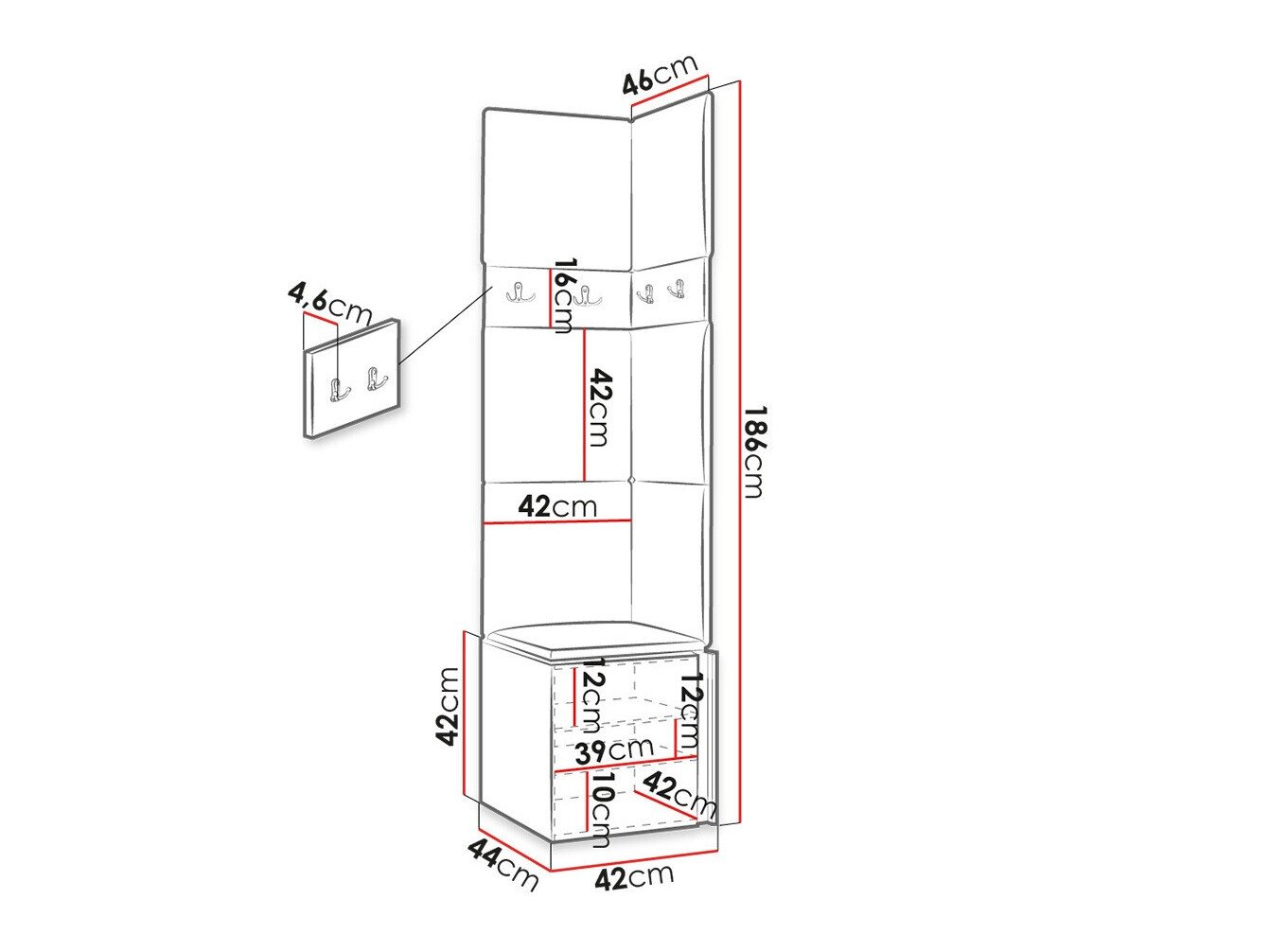 Meuble d'entrée Hartford 347 (Blanc)